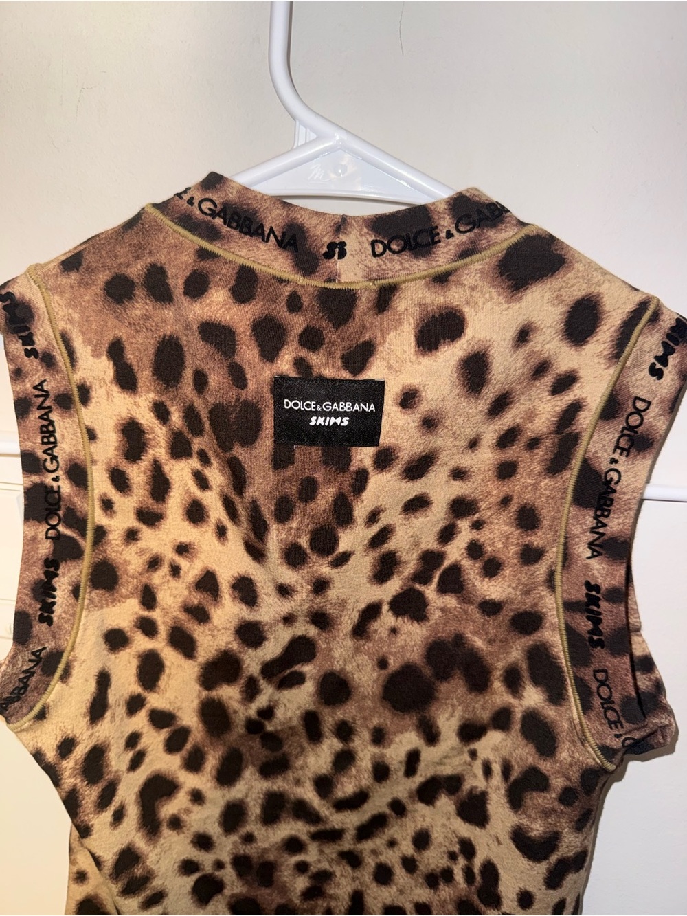Skims Dolce and Gabbana Cotton Jersey Mock Neck Tank Leopard Small - Picture 6 of 7